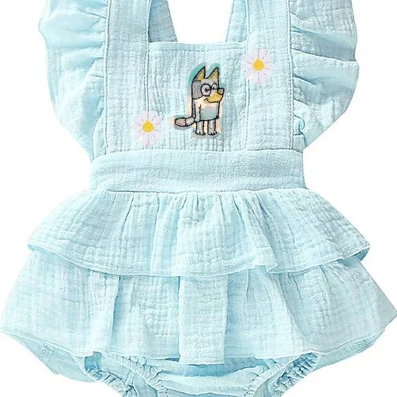 blue dress for baby girl Groovy Bluey Dress 5/6